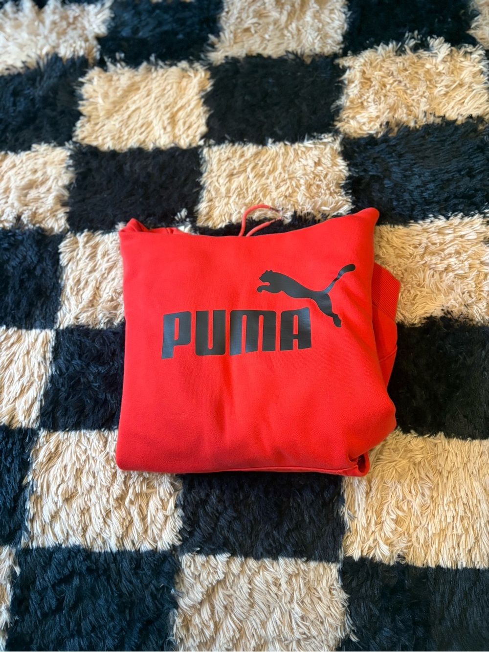 Puma Red Pullover Hoodie with Black Logo